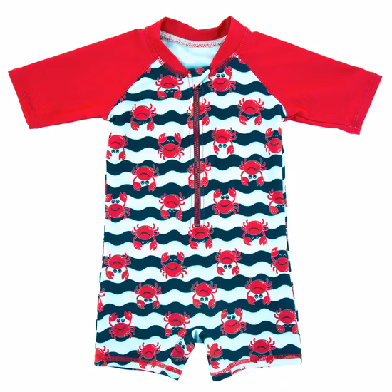 Costume da bagno da ragazzo con stampa digitale Crab UV50+ Costume da bagno con protezione solare