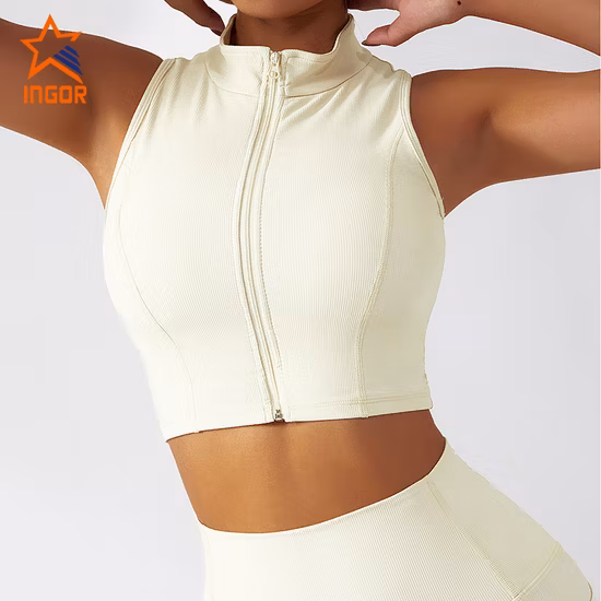 Ingor Sportswear Gilet da yoga a coste europee e americane con cerniera Capispalla Corsa Palestra Fitness Reggiseno antiurto Abbigliamento sportivo antiurto
